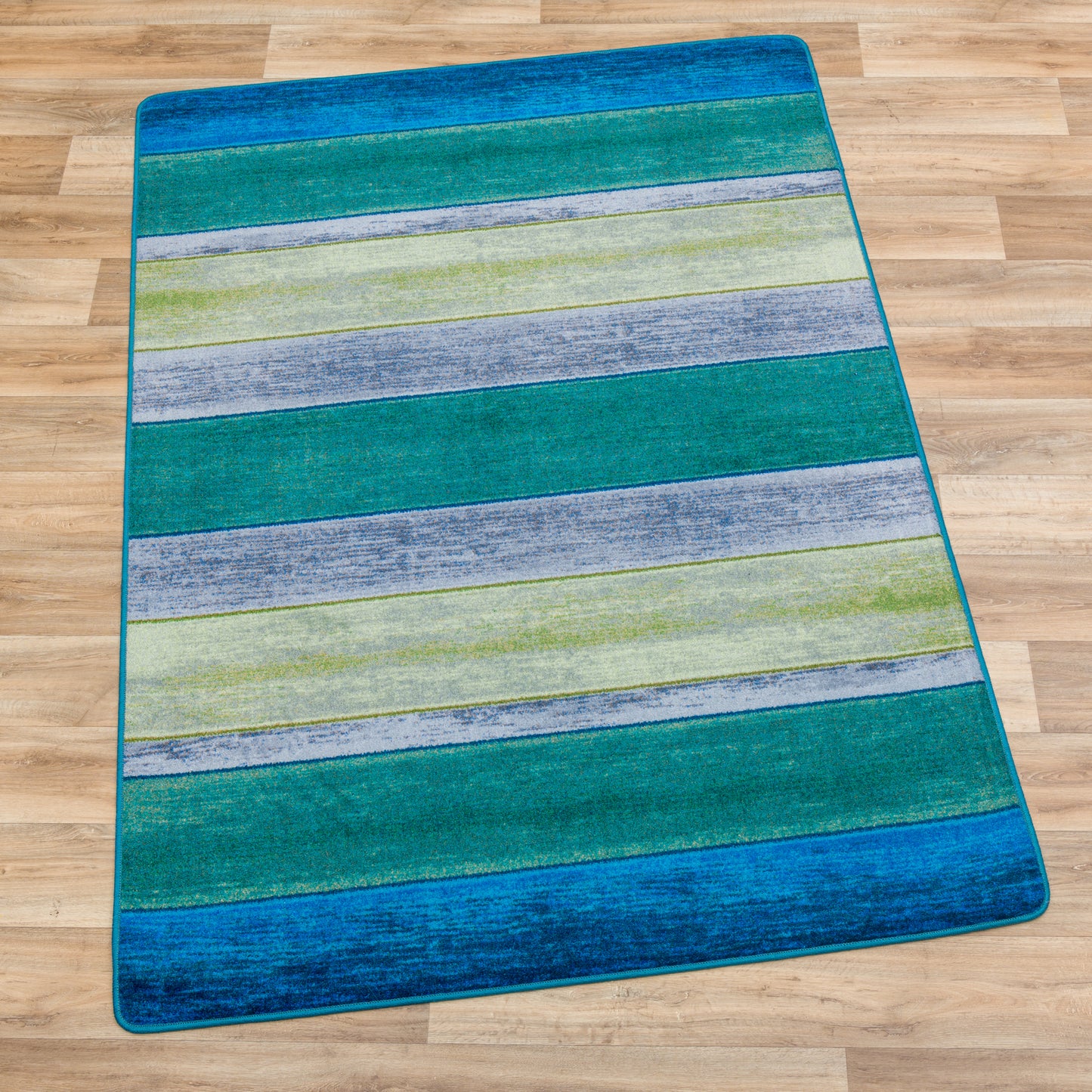Bungalow Stripe Coastal Rug - Tranquil Aqua & Blue Design