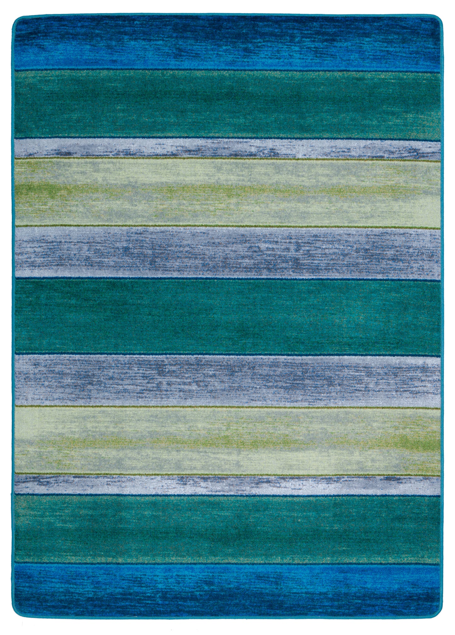 Bungalow Stripe Coastal Rug - Tranquil Aqua & Blue Design