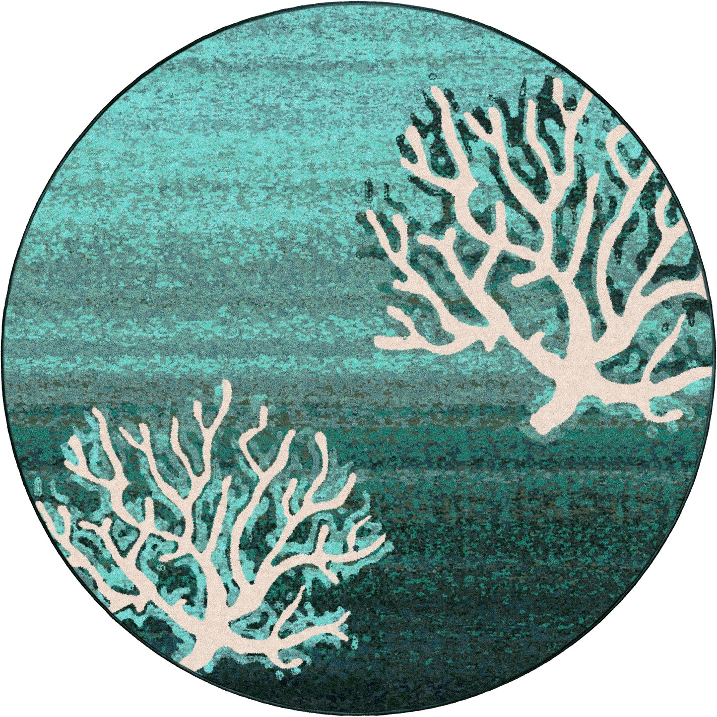 Coral Pattern - Aqua Area Rug.