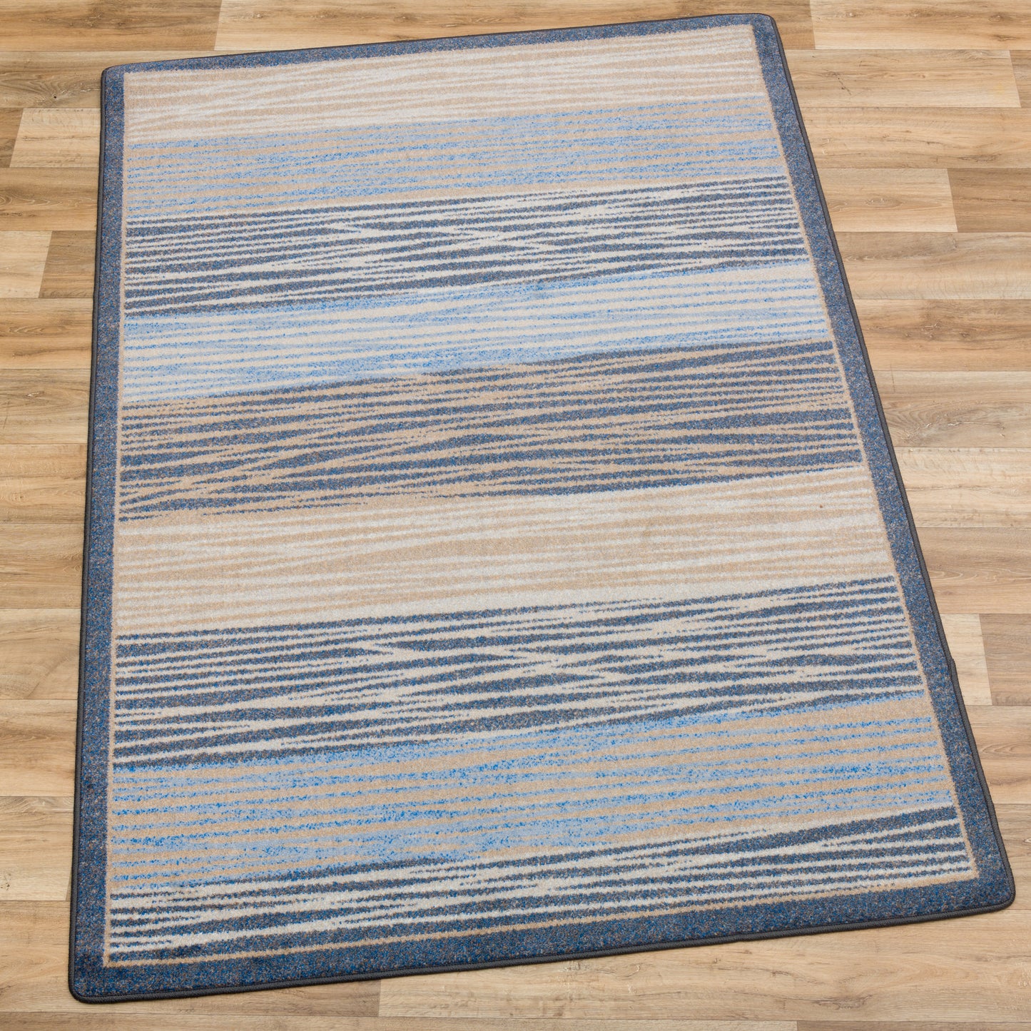 Bold and vibrant area rug evoking coastal charm and contemporary flair.