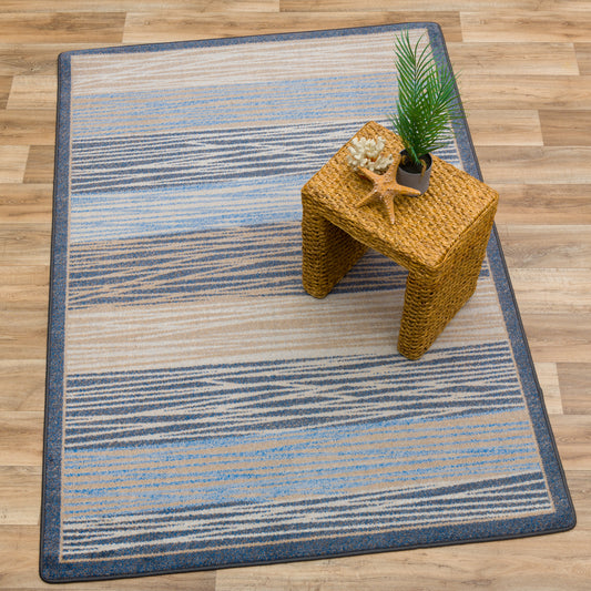 Abstract splash pattern rug in aqua hues by Ed Brock Coastal Canvas.