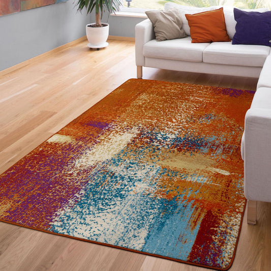 Sea-inspired area rug featuring delicate starfish on an aqua background
